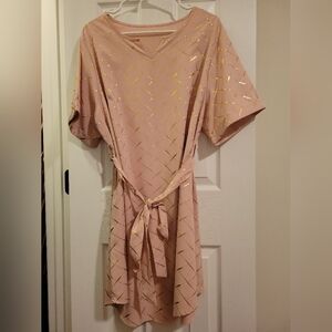 SHEIN Pink and Gold Patterned Dress